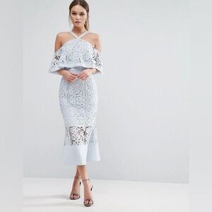 Jarlo London baby blue lace dress - tall US6/UK10T)